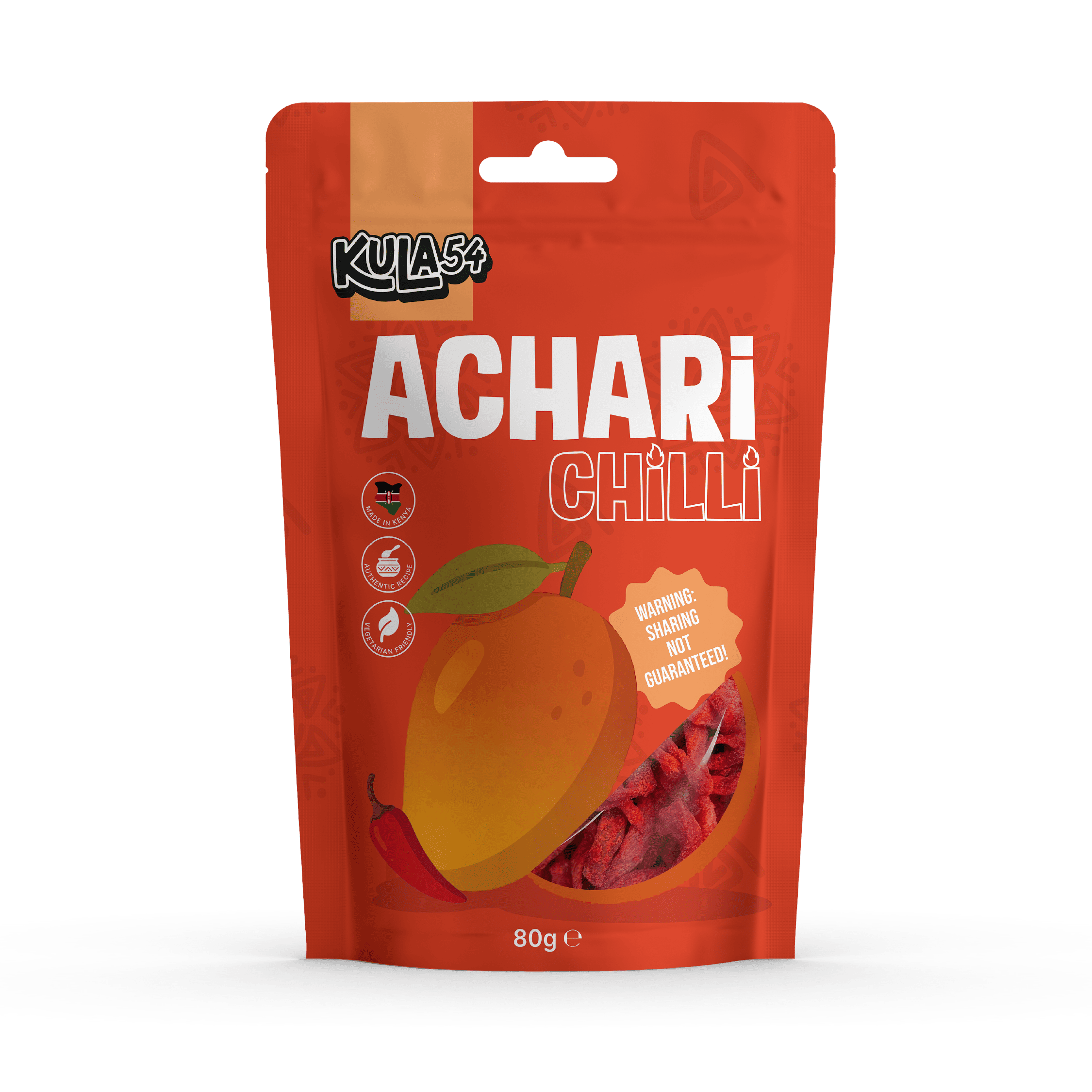 Kula54 Achari Chilli dried mango snack packaging